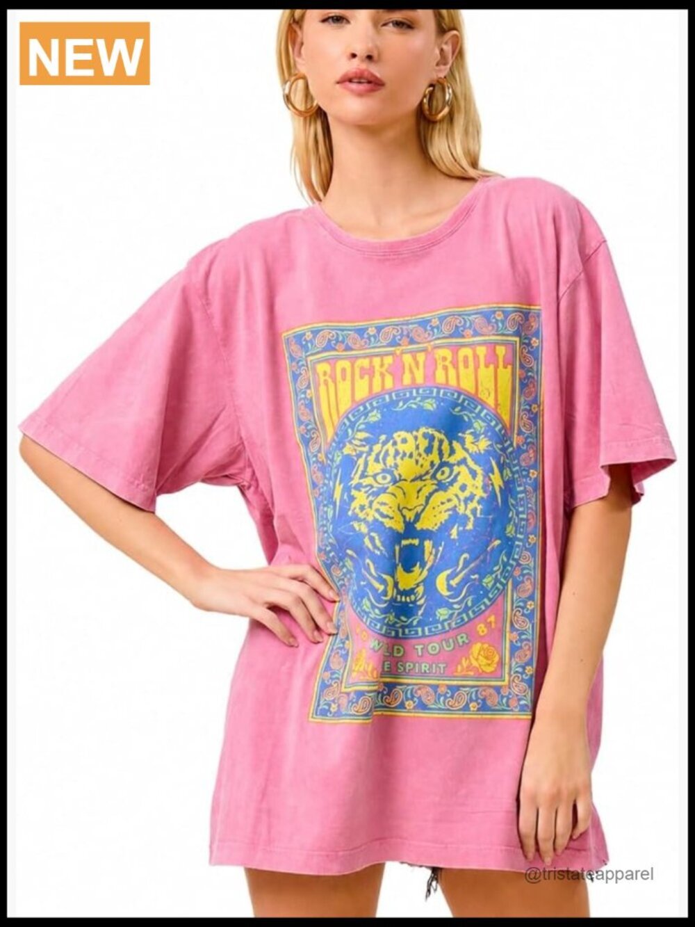 Oversized Vintage Graphic T Shirt, Relaxed Fit Mineral Washed Cotton Tee